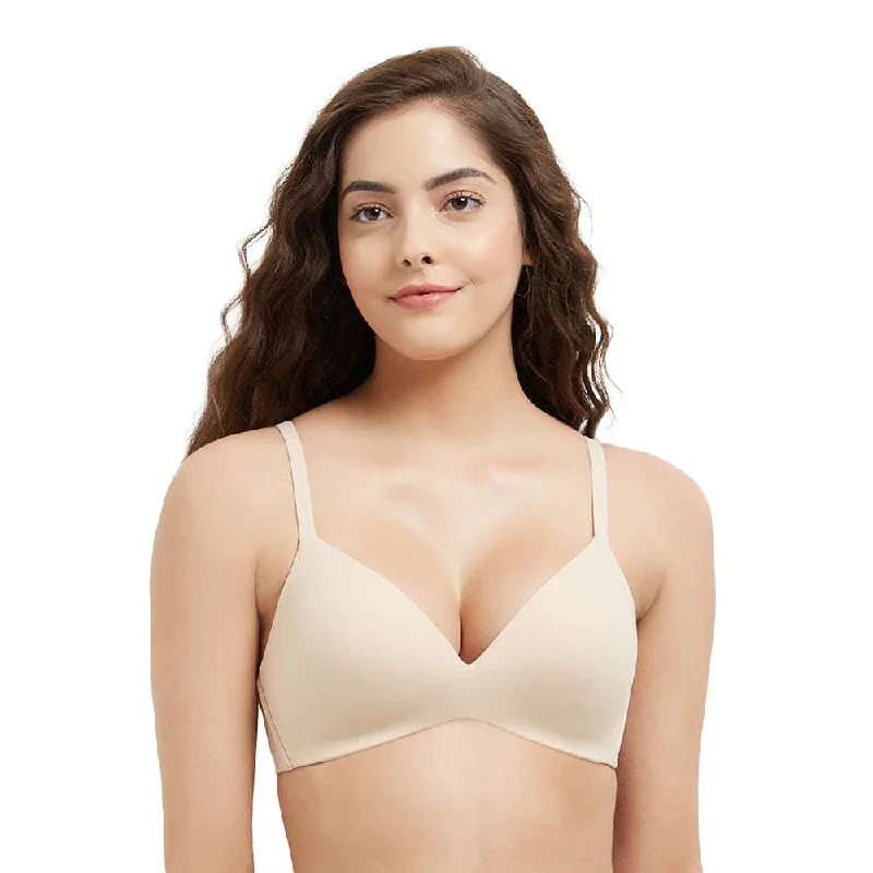 How Perfect Padded Non-wired 3/4th Cup Medium Coverage Seamless T-Shirt Bra - Beige