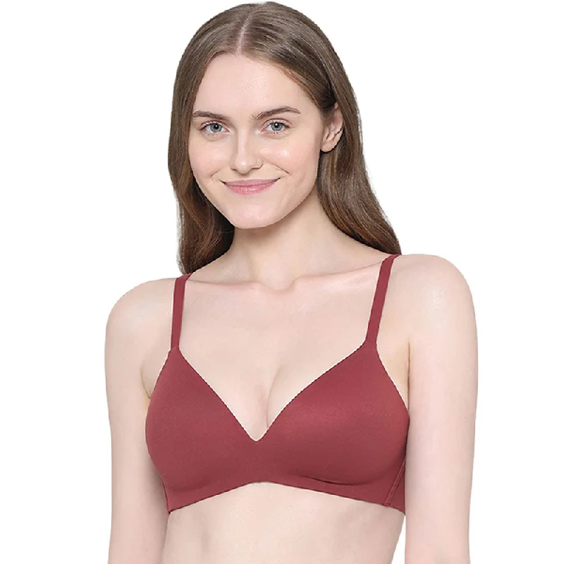 How Perfect Padded Non-wired 3/4th Cup Medium Coverage Seamless T-Shirt Bra - Maroon