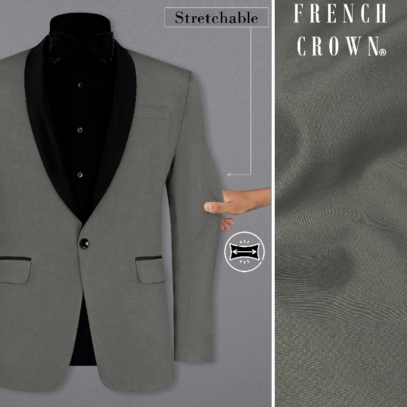 Ironside Gray Stretchable Tuxedo Premium Cotton traveler Blazer