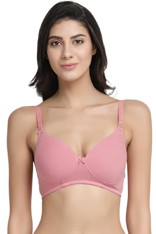 Organic Cotton Antimicrobial Wire-Free Padded Bra-ISB068-Mauve-