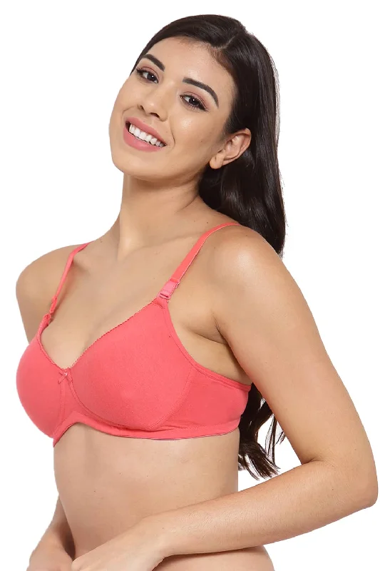 Organic Cotton Antimicrobial Padded t-shirt Bra-ISB104-Bright Pink-