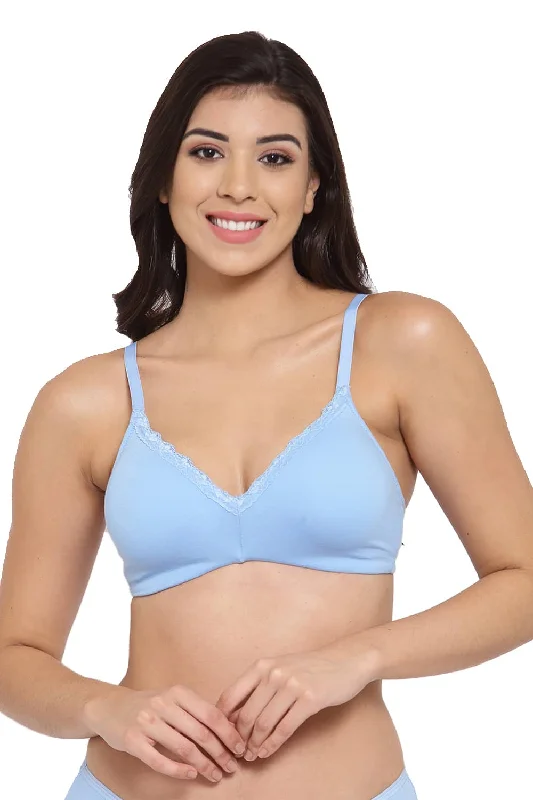 Organic Cotton Antimicrobial Padded  Bra-ISB105-Sky Blue-