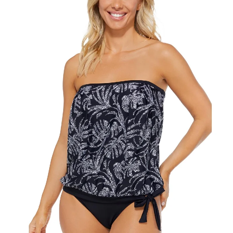 Island Escape Womens Printed Removable Straps Tankini Swim Top