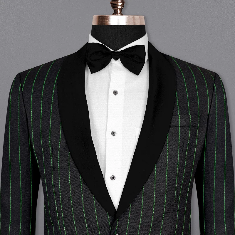 Jade Black Striped Woolrich Tuxedo Blazer