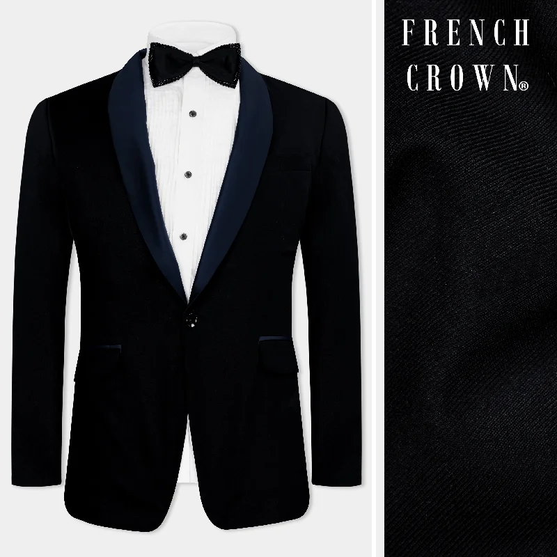 Jade Black Subtle Sheen with Blue lapel Tuxedo Blazer