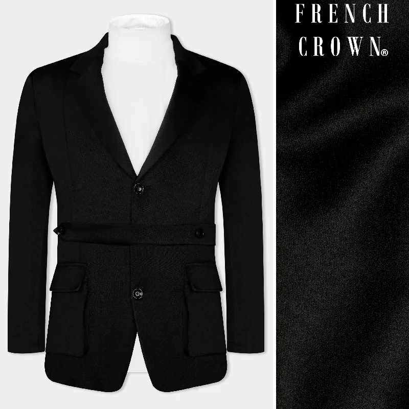 Jade Black Wool Rich Designer Blazer