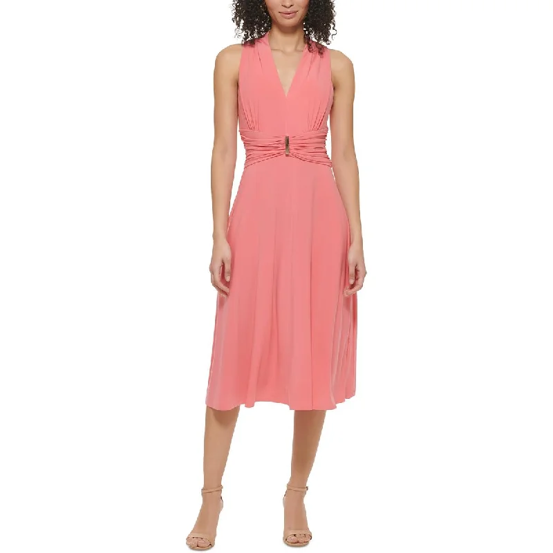 Jessica Howard Womens Midi Sleeveless Fit & Flare Dress