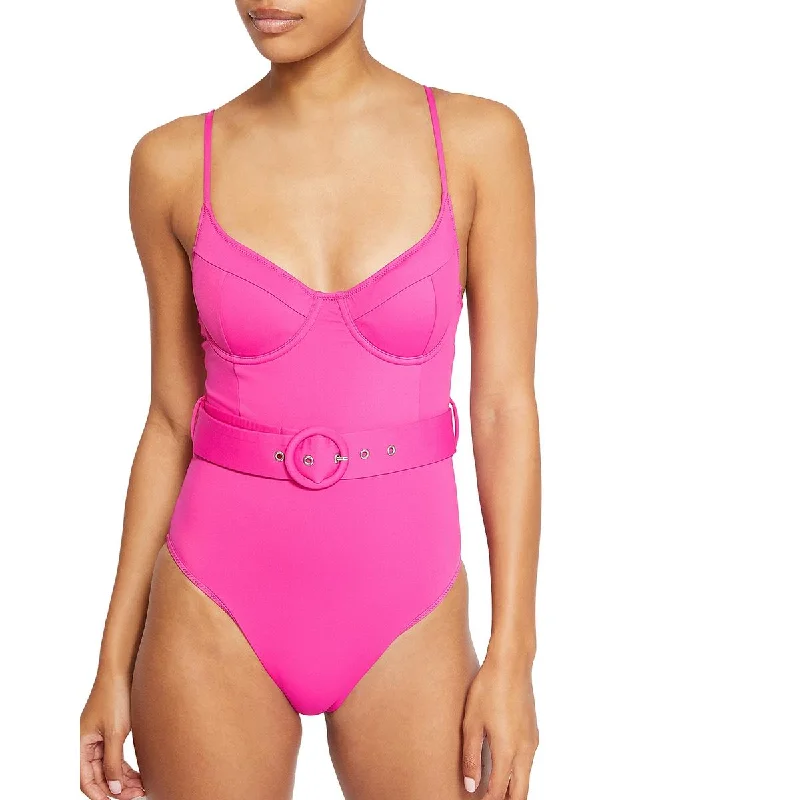 Jonathan Simkhai Womens Noa Belted Buckle Nylon One-Piece Swimsuit