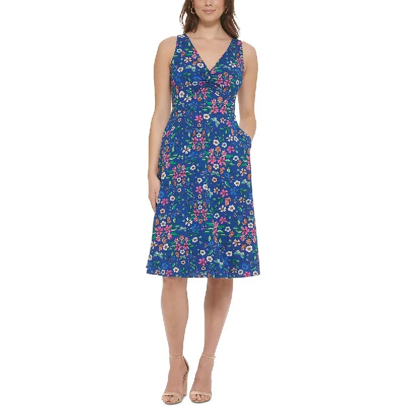 Kensie Womens Floral Print Knee-Length Fit & Flare Dress