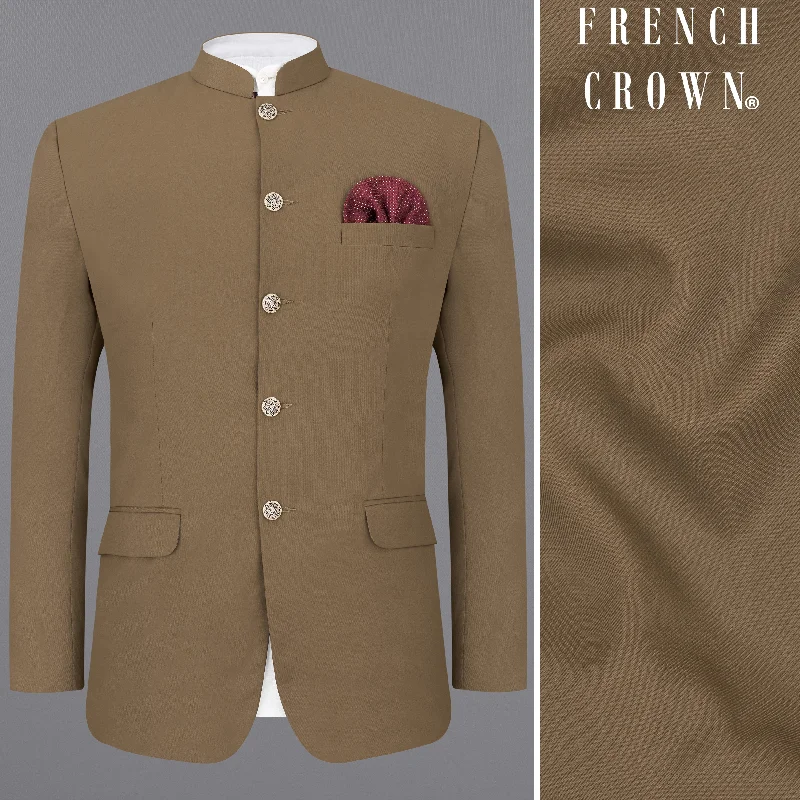 Khaki Brown Bandhgala Blazer