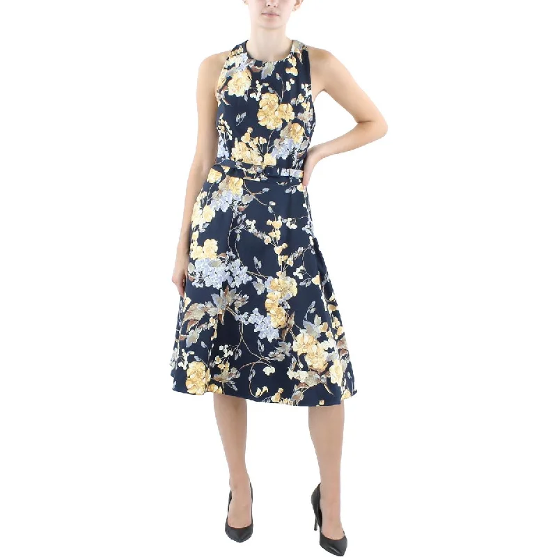 Lauren Ralph Lauren Womens Floral Midi Fit & Flare Dress