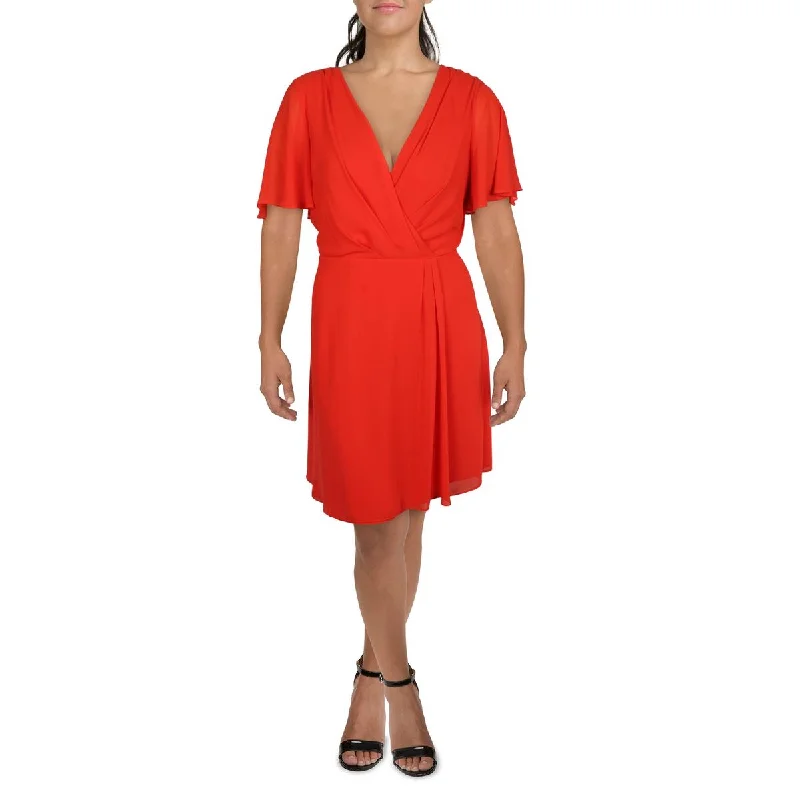 Lauren Ralph Lauren Womens Pleated Midi Wrap Dress