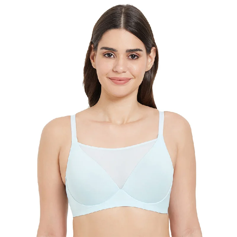 Lively Padded Non-Wired Full Cup Everyday Wear Full coverage T-Shirt Bra - Sky Blue