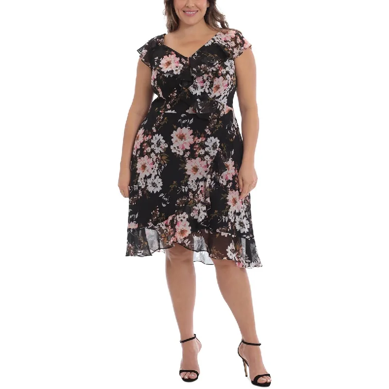 London Times Womens Plus Floral Print  Wrap Dress