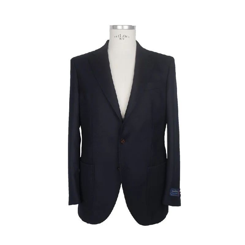 Made in Italy Elegant Dark Blue Italian Wool Jacket