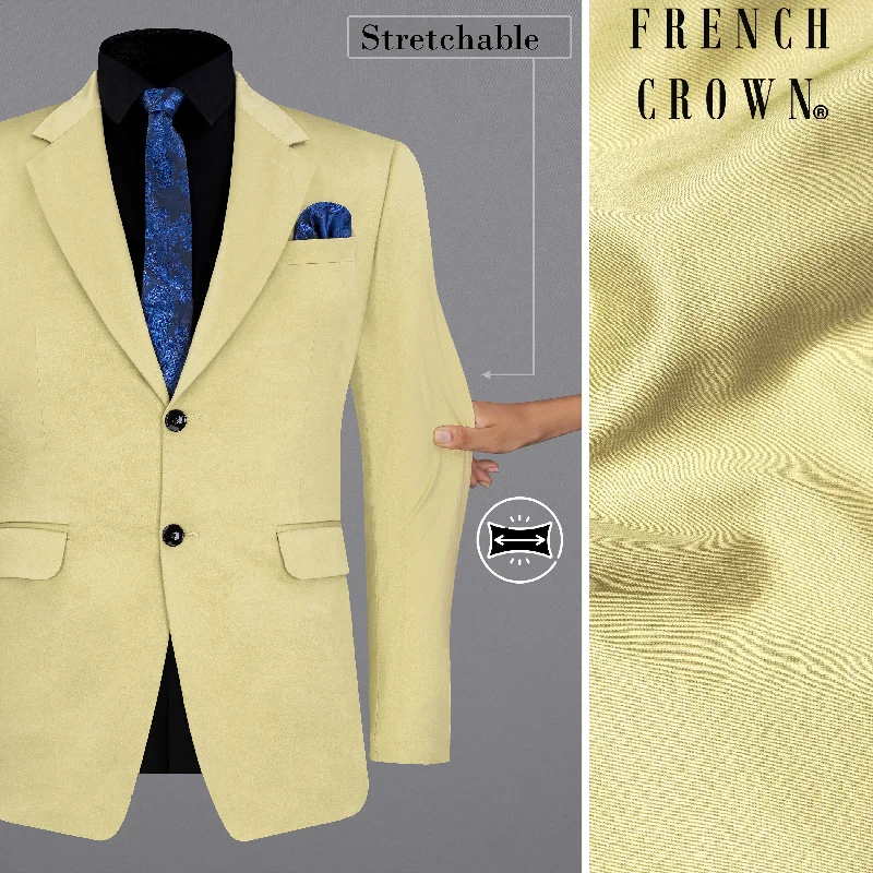 Maize Cream Stretchable Premium Cotton traveler Blazer