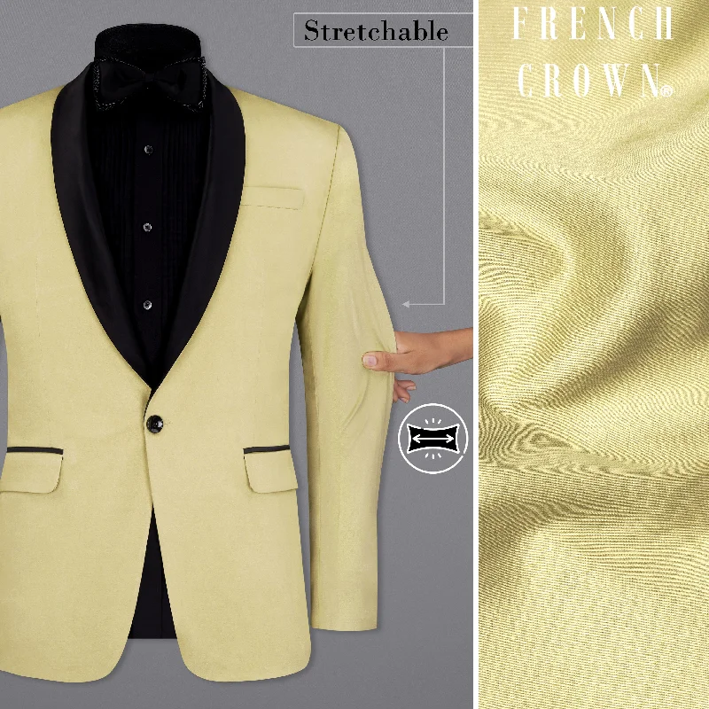 Maize Cream Tuxedo Premium Cotton Stretchable traveler Blazer