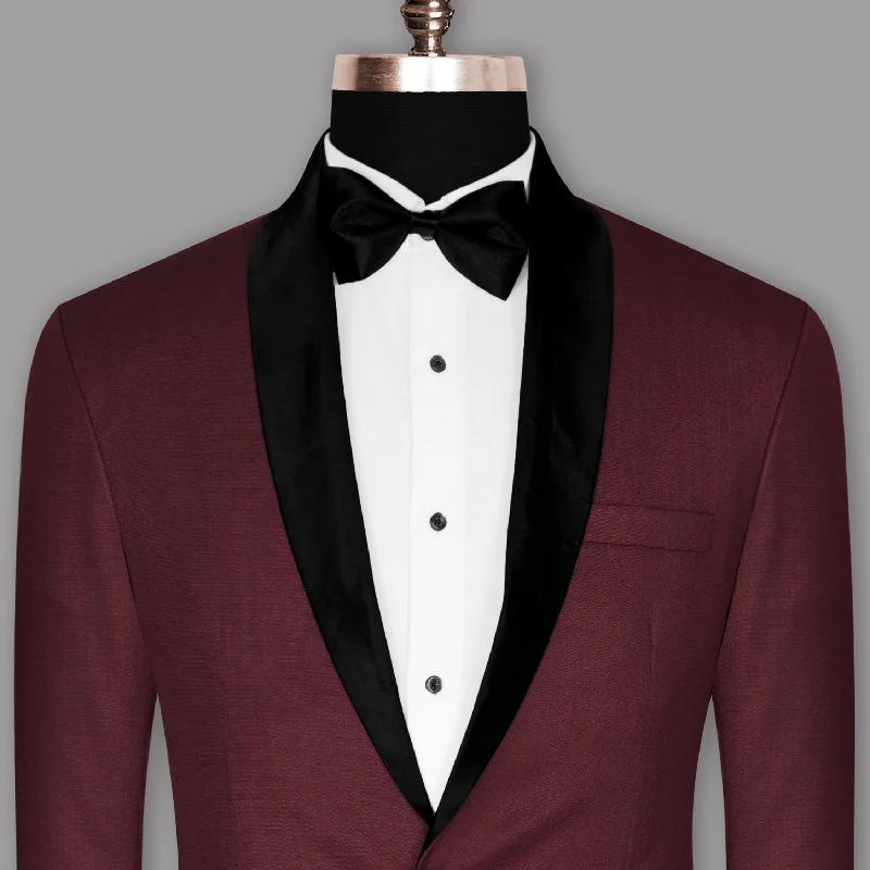 Maroon Wool Blend Dinner Tuxedo Blazer