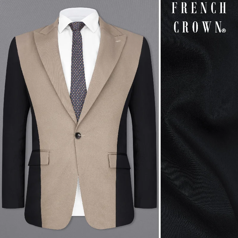 Martini Brown and Black Premium Cotton Designer Blazer