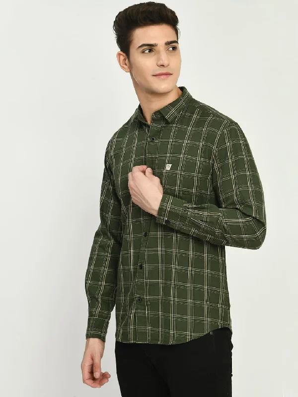 Men’s Checkered Spread Full Sleeve Shirt - Green