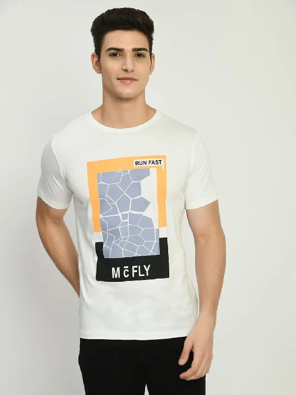 Men’s Printed Round Neck T-Shirt - White