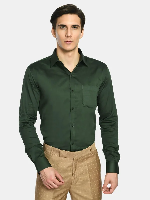 Men's B. Green Regular Fit Solid Giza Cotton Formal Shirt