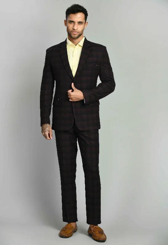 Men's Bold Wine Checks Suit