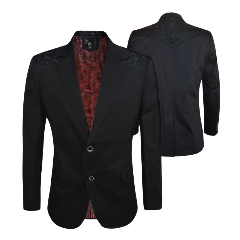 Men's Cotton-Stretch Blazer Black Western style 513