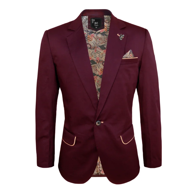 Men's Cotton-Stretch Blazer Burgandy 512