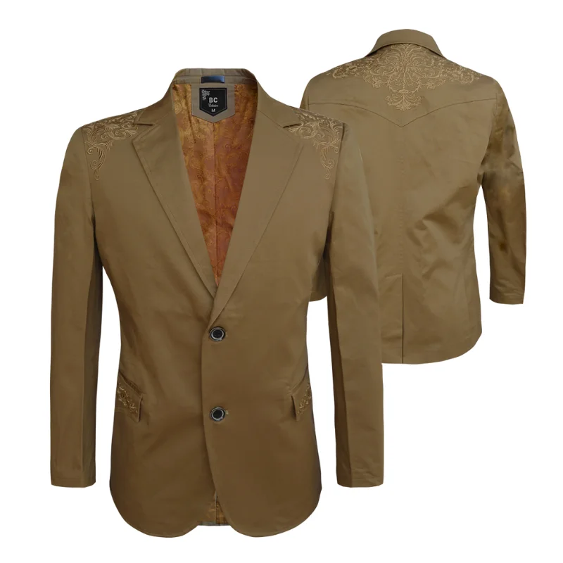 Men's Cotton-Stretch Blazer Khaki Western 513