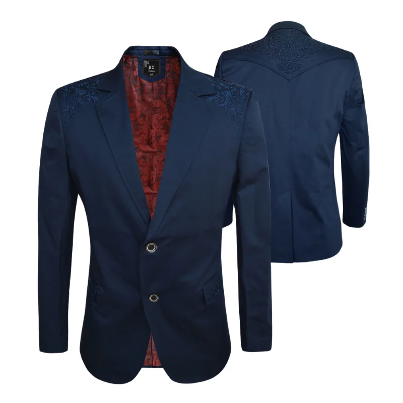 Men's Cotton-Stretch Blazer Navy Western 513