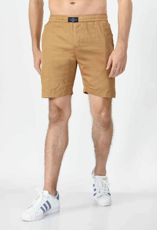 Men's Cotton Twill Solid Boxer with Side Pocket - Beige