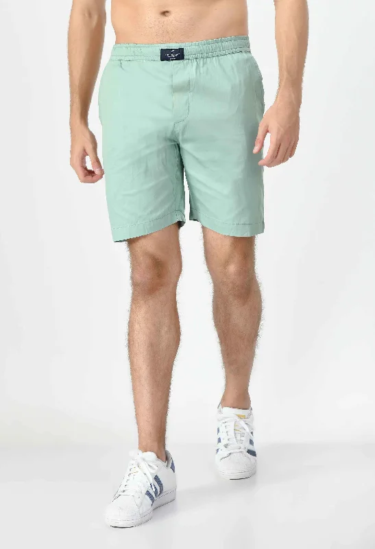 Men's Cotton Twill Solid Boxer with Side Pocket - Mint Green