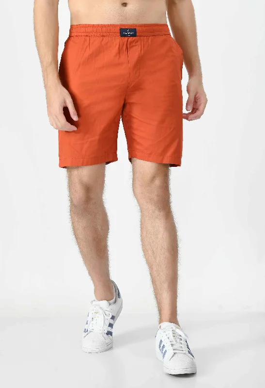 Men's Cotton Twill Solid Boxer with Side Pocket - Orange