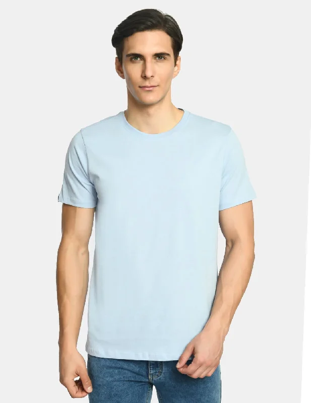 Men's Plain Baby Blue Round Neck T-Shirt