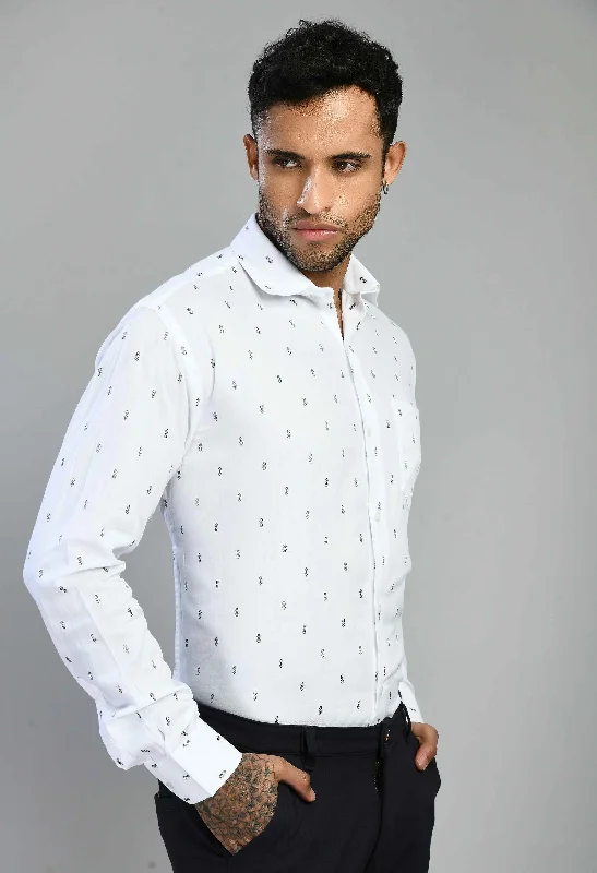 Men's Printed Cotton Slim Fit Formal Shirt