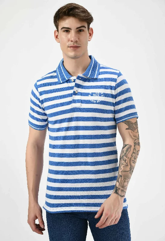 Men's Multi Striped Polo Neck T-Shirt