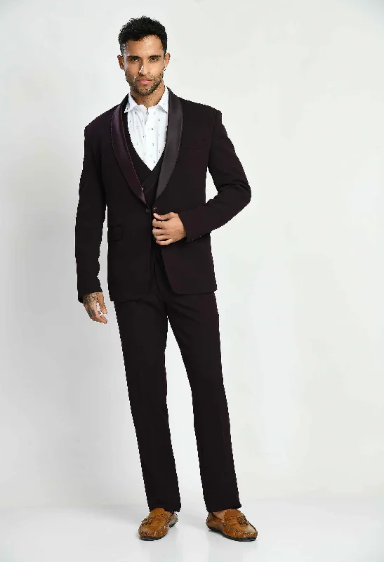 Men's Tuxedo Slim Fit Wine Suit Set