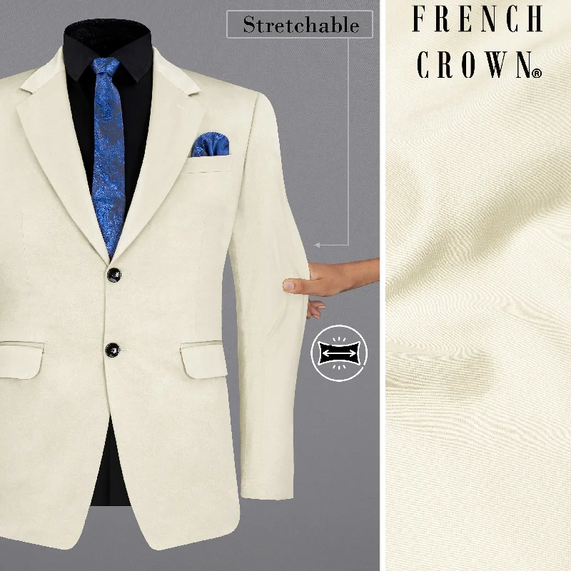 Merino Cream Stretchable Premium Cotton traveler Blazer