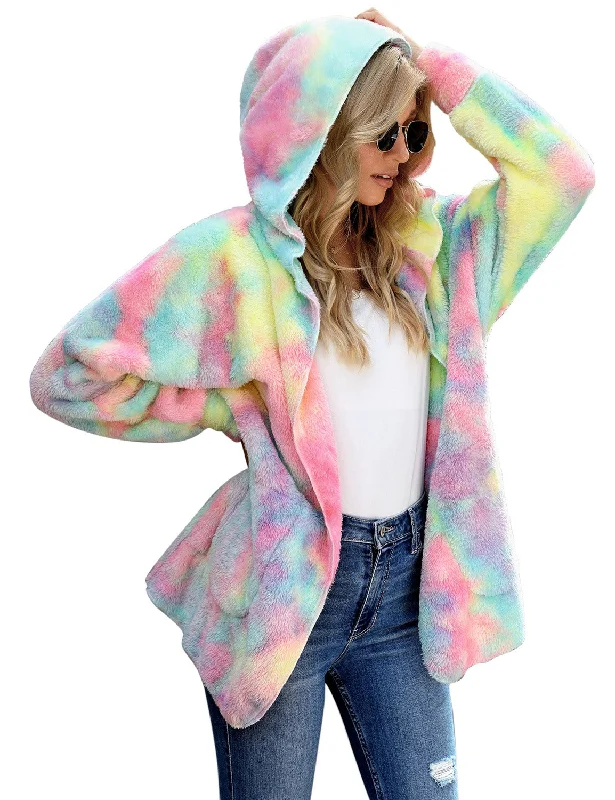 Women's Oversized Open Front Hooded Draped Pockets Cardigan Coat