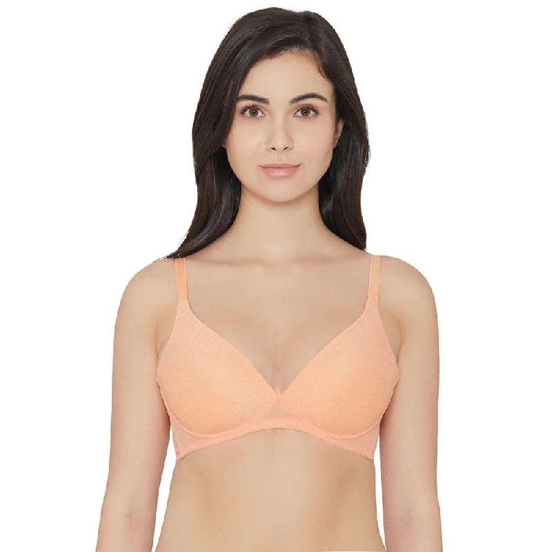 Mysa Padded Non-Wired 3/4th Cup Everyday Wear Medium coverage T-Shirt Bra - Orange