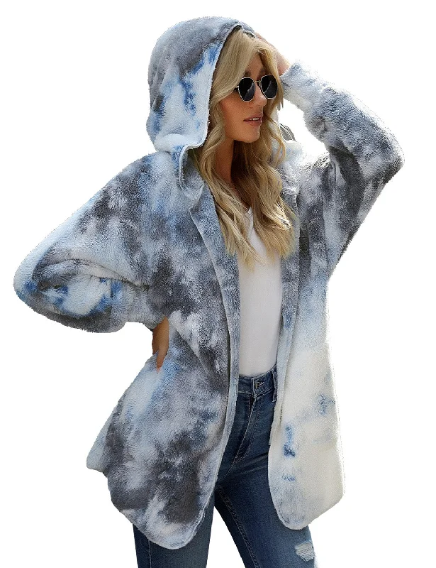 Women's Oversized Open Front Hooded Draped Pockets Cardigan Coat