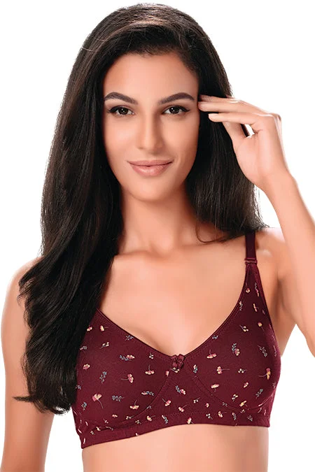 Simran-1-Non Padded Non Wired Cotton Solid Bra-Marron