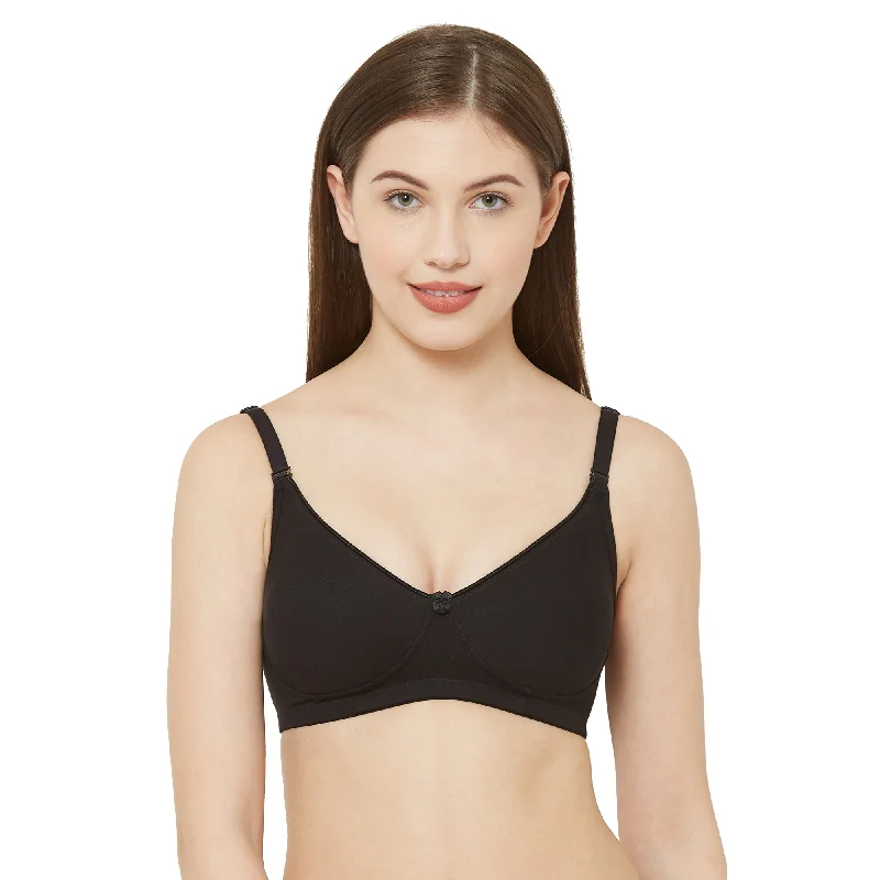 Simran-Non Padded Non Wired Cotton Solid Bra  Black