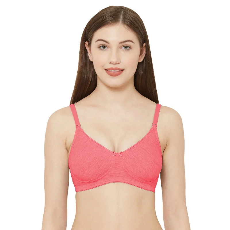 Simran-Non Padded Non Wired Cotton Solid Bra  Peach