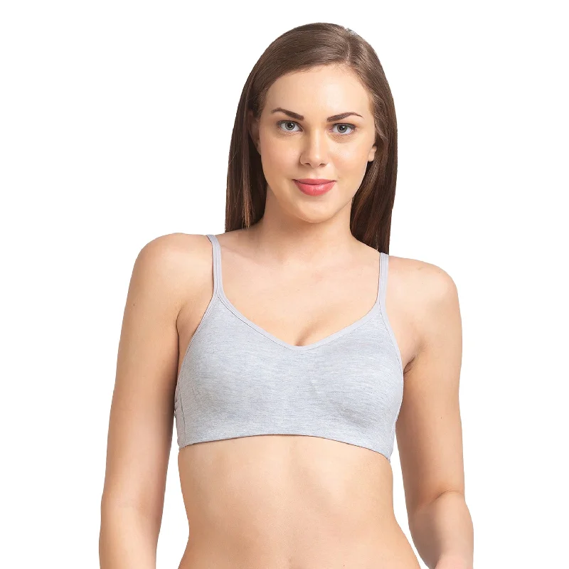 JS 63-Non Padded Solid Sports Bra Grey