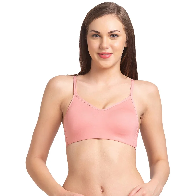 JS 63-Non Padded Solid Sports Bra Peach