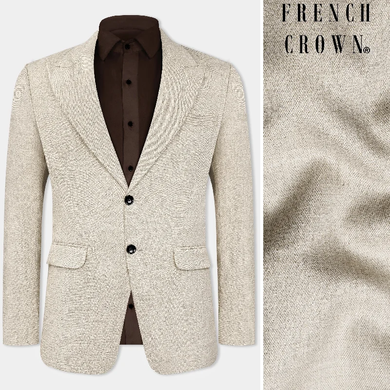 Oyster Cream Luxurious Linen Blazer