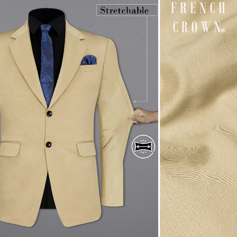 Pavlova Cream Solid Stretchable Premium Cotton traveler Blazer