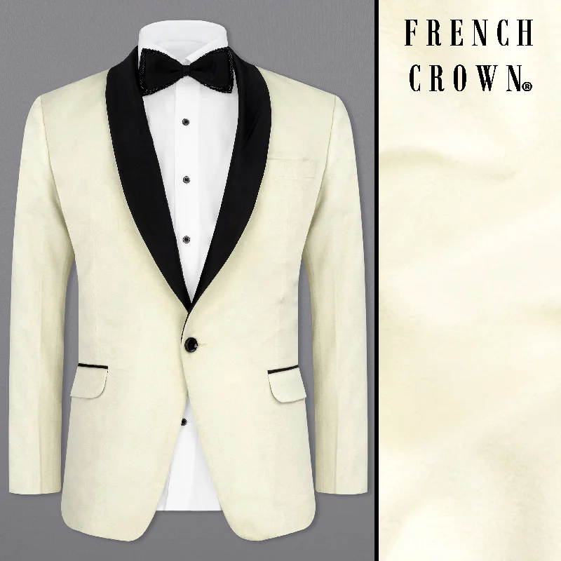 Pearl Bush Cream Velvet Tuxedo Designer Blazer